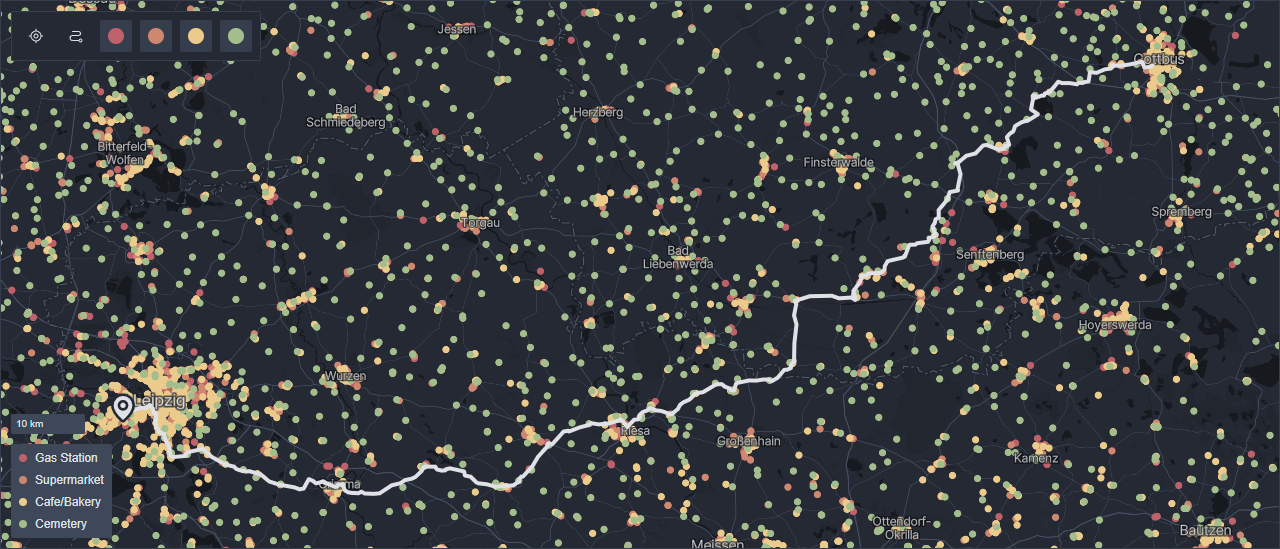 Route from Leipzig to Cottbus